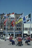 Fredericton square, flags and band