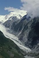 Helicopter flight over glaciers