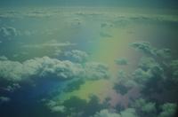 Clouds and rainbow, aerial view, Pacific ocean near Hawaii