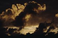 Backlit golden clouds, Easter Island