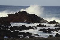 Waves crashing on beach at Easter Island