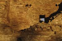 Chaco Canyon - yellow brick wall and doorway