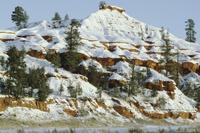 Red strata and snow, Devil's Tower