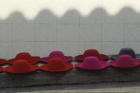 Colourful hats in small town
