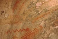 Red ochre pictographs, private cave