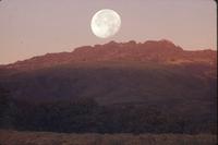 Mount Kenya and moon at sunrise