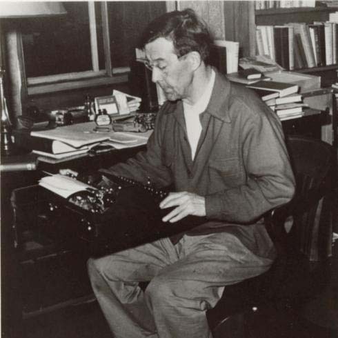 Pitirim A. Sorokin working at a typewriter