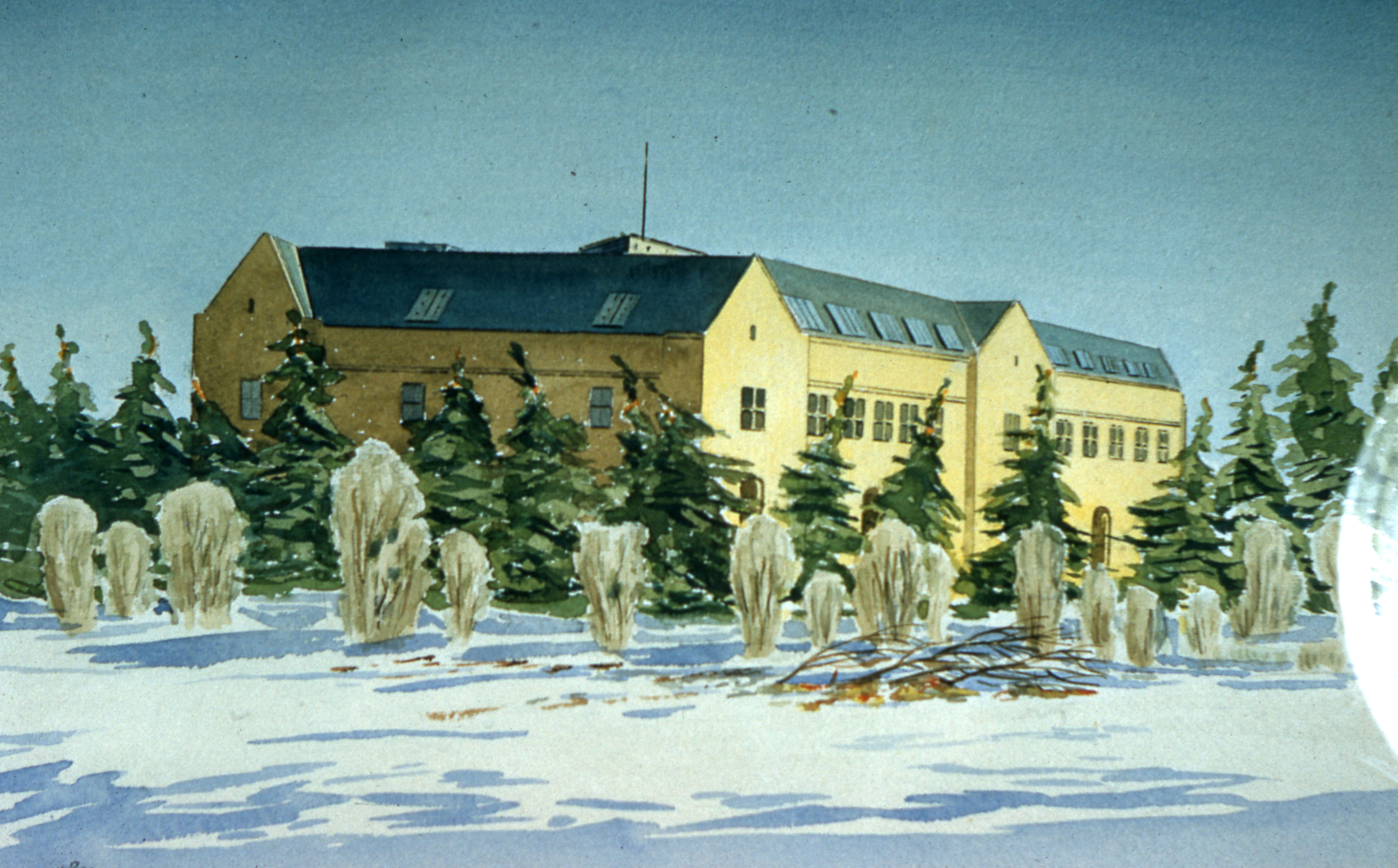 Watercolour painting of the College Building, University of Saskatchewan Campus